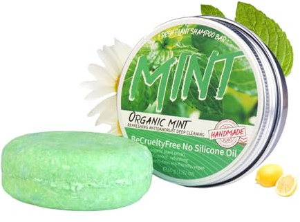 Mint Shampoo Bar - Organic Hair Loss Shampoo for Men & Women, Anti Dandruff & Frizz Control (One Size, Mint)