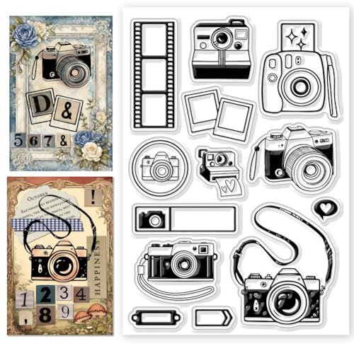 CHGCRAFT Reisekamera Clear Stempel Kamera Film Silikon Stempel Transparente Stempel für Journaling Card Making DIY Scrapbooking Handmade Fotoalbum Notebook