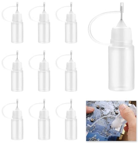 10 Pcs Precision Tip Applicator Bottles, Needle Tip Glue Bottle 10ml Needle Bottle Applicator with Cap and Needle Tip for DIY Crafts Quilling Small Gluing Projects Fine Tip Liquid Dropper Bottles
