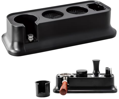 Dokeno Tamperstation für Baristas, 51-58mm Espresso Andrückstation aus robustem ABS mit rutschfester Basis, Kaffee-Tamping-Station für Siebträger, Tamper & Kaffeeverteiler, Schwarz