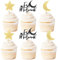 ENLACE Eid Mubarak Tortendeko 25 Stück Glitzer Eid Mubarak Kuchen Deko,Ramadan Cupcake Topper Muslimische,Sterne Mond Cake Topper Eid Deko,Eid Mubarak Muffin Deko für Eid Islamische Party Ramadan Deko