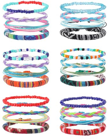 ZENGSING 24 Pièces Bracelet Bresilien Femme Fille, Bracelets Plage Faits à la Main Réglable, Bracelets Tissu Cordon, Bracelet de Cheville en Corde Tressée Coloré, Unisexes pour Femmes Hommes