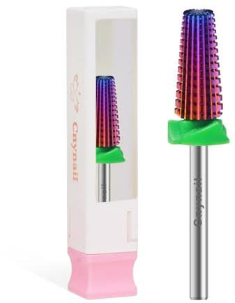 Cnynail 5 in 1 Nail Drill Bit, Tungsten Carbide Multi-Function Bit for Acrylic Nails, Hard Gels, Cuticles Removal, 3/32 Shank, Two-Way Rotation for Left & Right-Handed Use (C Grit, Purple)