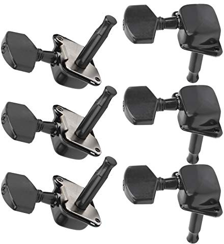 Zerodis Spielzubehör Wirbel Metall-Stimmwirbel für Einfache Installation Ersatz für Folk-Gitarre mit 6 Stimmgeräten und Zubehör Verschleißfeste Gitarre (BLACK)