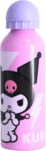 Hello Kitty Kuromi Botella Reutilizable, Botella de Viaje de Aluminio para Niñas, Capacidad 500 ml (Lila)