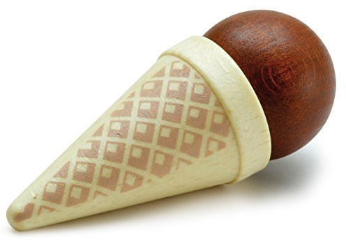 Wooden Play Food - Chocolate Ice Cream Cone Toy by Erzi
