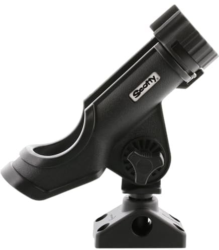 Scotty #230-BK Powerlock Rutenhalter mit #241 Seitendeck-Halterung, Schwarz