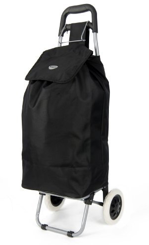Hoppa Large 27, Schwarz, Leichtes und strapazierfähiges Microfaser Material, Einkaufs Trolley auf Rollen, 60x24x33cm, 47L, 2 Jahr Garantie