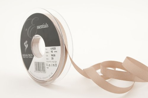 Berisfords 41025 20 m x 10 mm Polyester Grosgrain Ribbon, Bone