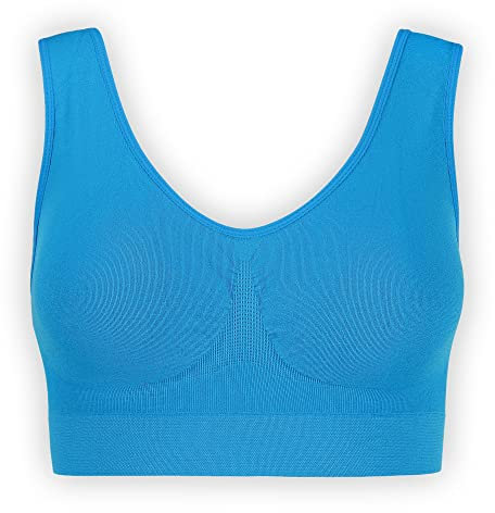 UnsichtBra Bustier Damen BH ohne Buegel | Wohlfühl Bustiers Top | Bügelloser Soft Bra | Schlaf Still Sport Bralette in vielen Farben (wellbra_sngl)(XXL, Blau)