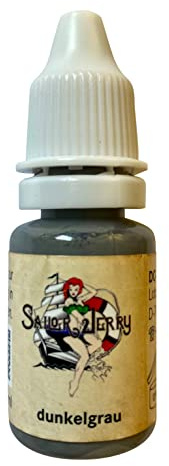 REACH-konforme Sailor Jerry Tattoofarbe Dunkelgrau 10 ml. Deutsche Tattootinte, Made in GERMANY und mit Zertifikat, deutsche Tätowierfarbe, Tattoo Ink