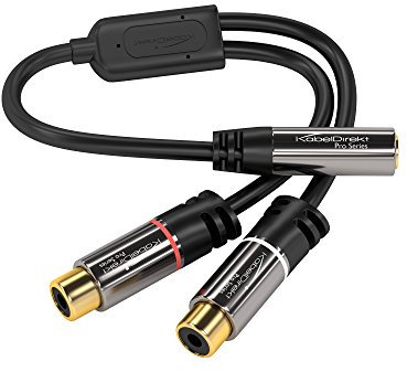 KabelDirekt – 0,2m 3,5mm Adapteur (3,5mm femelle, 2x Cinch/RCA femelles)