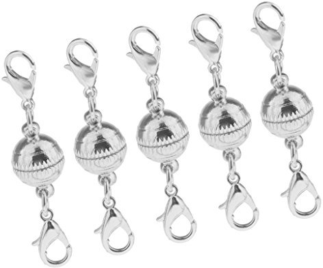 MagiDeal 5 Pieces Lobster Clasp Jewelry Converter Clasps 10mm Round Ball Hooks -