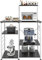 DlandHome mobiletto Cucina Scaffale Microonde da Cucina, Mensola per Forno di Legno e Acciaio Robusto, 4-Tier e 6 Staccaggio Carico Max 20kg, 3 Ganci, Portaspezie Organizzatore, ​Nero