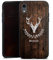 Silikon Hülle kompatibel mit Apple iPhone Xr Case schwarz Handyhülle Hirsch Holzoptik Holz