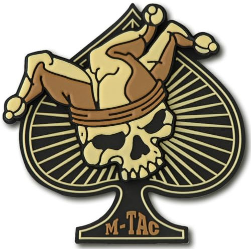 M-Tac 3D PVC Patch Ace of Spades, taktische Klett-Namensschild, Militär Morale Patch, wasserdicht & langlebig, für Rucksäcke, Jacken & Airsoft, Klettverschluss für einfache Befestigung, Schwarz-Coyote