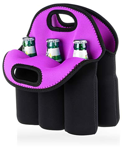 Hipiwe 6 Pack Beer Cooler Tote Bag, Extra Thick Neoprene Beer Bottle/Can/Beverage Carrier, Insulated Feeding Bottles Tote Sleeve