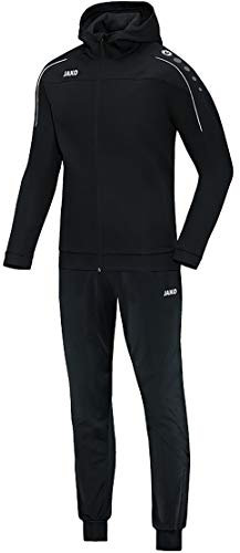 JAKO Trainingsanzug Herren & Damen Polyester Classico mit Kapuze Schwarz M - Jogginganzug 2-teilig für Sport und Alltag, Jogginghose & Trainingsjacke