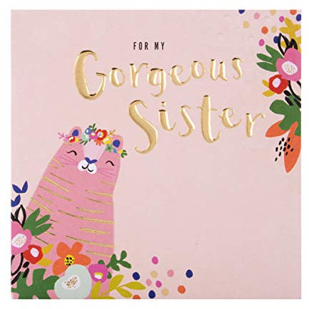 Hallmark Geburtstagskarte für Schwester – geprägtes illustriertes Tiger-Design