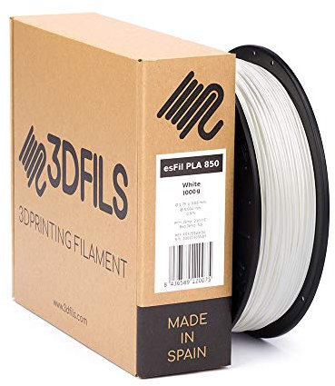 3DFILS EsFil PLA Ingeo 3D850 Filament für 3D-Drucker, 1,75 mm, 1 kg, Weiß