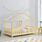 [en.casa] Kinderbett Treviolo Hausbett 70 x 140 cm Holzbett für Kinder mit Rausfallschutz Bettgestell mit Lattenrost Kiefernholz Holzfarben
