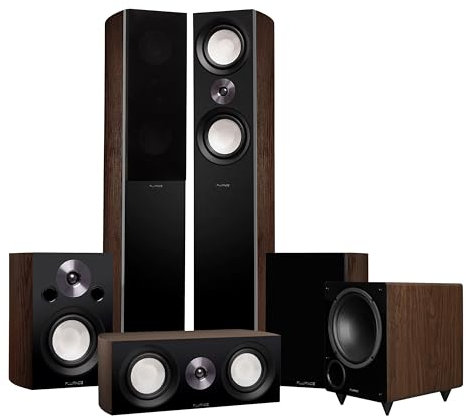 Fluance Reference Surround Sound Home Theater 5.1 Channel Speaker System including 3-Way Floorstanding Towers, Center Channel, Bookshelf Surrounds and DB10 Subwoofer - Natural Walnut (X851WR)