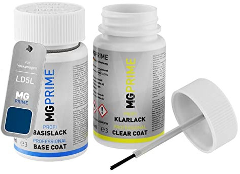 MG PRIME Autolack Lackstift Set für Volkswagen VW LD5L / D5L / 2B Blue Silk Metallic Basislack Klarlack je 50ml