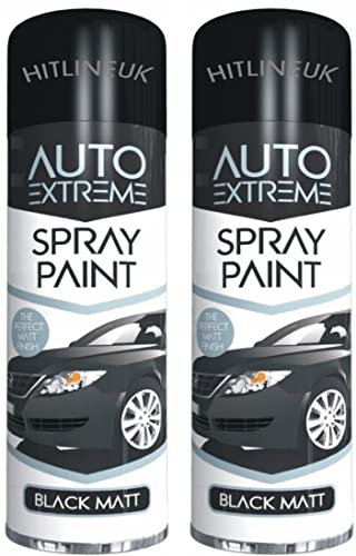 Black Spray Paint Matt Spray Aerosol Auto Spray Paints Cans Bike Van Car Black Matt Paint 250ml (2 Cans)
