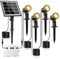 Linke Solar Spot Lights Outdoor Garden, 4 in 1 3000K Warm White LED Solar Powered Spotlight IP66 Waterproof Landscape Spotlights Fence Lights for Pathway Yard Lawn Tree Statue