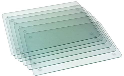 RnT Set Of 6 Tempered Glass Placemats Clear Rectangle Shaped Heat Resistant Kitchen Office Restaurant Living Room Household Essentials Shock Resistant Kitchenware Indoor & Outdoor 20x30cm