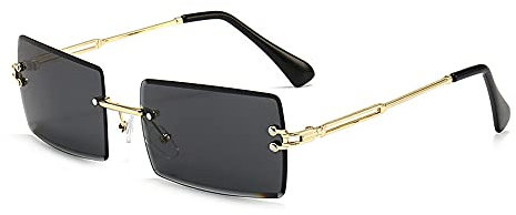 Amini Randlose rechteckige Sonnenbrille UV400 Schutz Durchsichtige Linse Sunglasses kleine Metallrahmen Reise-Sonnenbrille Sommer-Stil,modisch,Bonbonfarben, UV400-Schutz für Damen und Herren (A2)