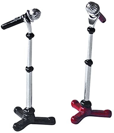 TOYANDONA 2 Sets Miniatur Mikrofon Mini Musical Instrument Mini Modell für 1: 12 Action- Figuren Puppenhaus Zubehör Display Ornamente Hause Dekoration