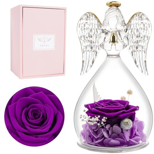 Miofula Ewige Rose im Engel Figur Geschenke für Mama, Handgefertigte Forever Rose Engel Geschenke für Frauen, Engel Geschenke für Mutter Oma zum Geburtstag Weihnachten Muttertag Valentinstag Jahrestag