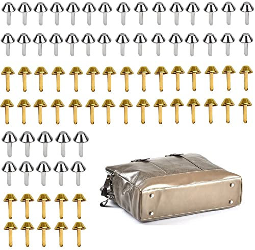 DHER Taschen FüSse Nieten Taschen StandfüßE Nieten Rund Nieten 80 StüCk Lange FüßE Handtaschen-FußNäGel 12 Mm GepäCkboden Flache TaschenbodennäGel Runde Nieten Taschen MetallzubehöR Dekoration