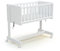 AT4 – Weige Babybett Beistellbett Holz mit Matratze und rollen CONFORT Weiß 40 x 80 cm| 86 x 58,5 x 80 cm | Kinderbett mit Matratze inklusive 40x80x5cm | 4 multidirektionale Räder | Leicht zu bewegen
