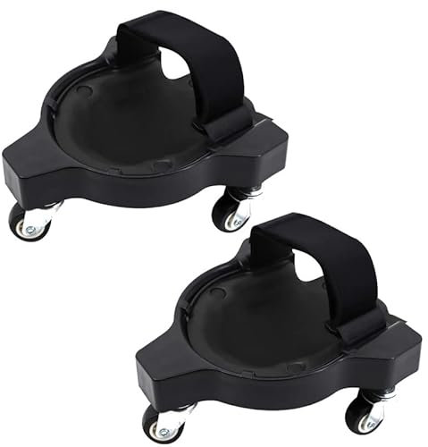 2 Pcs Rollende Knieschützer, Knieschoner mit 3 Rollen und bequemen Gelkissen, 360 Grad drehbar, mit Rollen für die Arbeit Baustelle, Flexible Gleitende Knieschützer mit Verstellbaren Trägern (Schwarz)