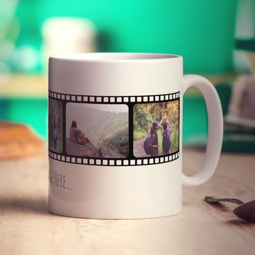 Film Strip Personalised Photo and Message Mug - Add Any Photo and Message - Present for Birthday, Christmas - Gift for Him, Her, Mum, Dad, Brother, Sister, Girlfriend, Boyfriend - 11oz Ceramic Cup