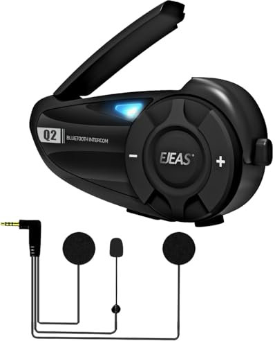 3T6B Q2 Motorrad Intercom Bluetooth 5.1 Headsets, 800m Motorrad Bluetooth Headset, Helm Intercom bis zu 2 Reiters, Motorradhelm Kommunikationssystem mit FM, CVC Noise Cancellation, Voice Control