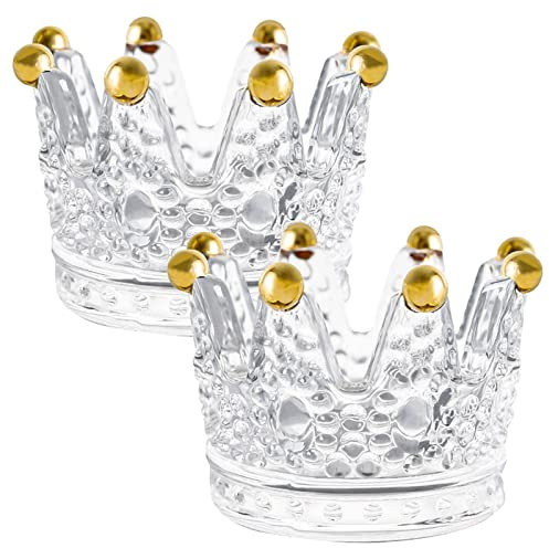 2 StüCk Glas-Kerzenhalter Kronen-Design Teelichthalter Deko