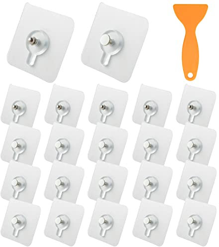 20 Pezzi Appendi Quadri Senza Chiodi 2 Stili Ganci Adesivi per Quadri 6*6cm Chiodi Adesivi per Quadri Muro Attacca Quadri Senza Chiodi per Orologio,Foto,Pittura