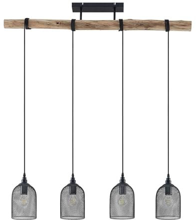 Lindby Pendelleuchte Dolcin (Retro, Vintage Antik) aus Holz (4 flammig E27) - Hängeleuchte Esstischlampe Hängelampe Wohnzimmerleuchte