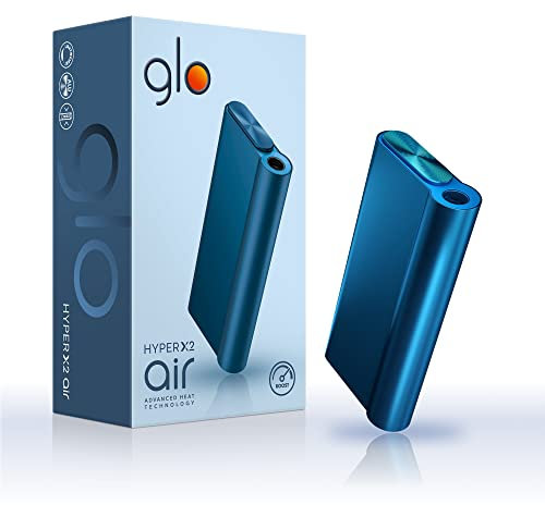 GLO Hyper X2 Air Tabakerhitzer, Elektrischer Tabak Heater für klassischen Zigaretten Geschmack, Alternative zur E-Zigarette, Einfache Reinigung, bis zu 20 Sticks pro Akku-Ladung, Ocean Blue