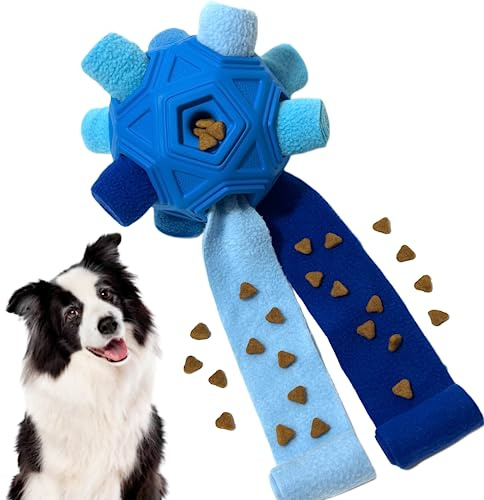 CIIVURR Snuffle Ball for Dog Toys Unbreakable Upgrade Ball Interactive Toy Foraging Snuffle Mat Puppy Treat Dispenser Slow Feeder Dog Puzzle Toys for Small, Medium, Large Pets (Blue)