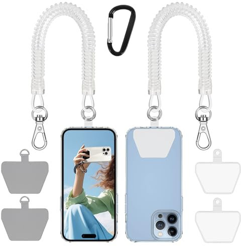 Doormoon Phone Lanyard Leash with 4 Patch, 2* Phone Tether, 4* Phone Tether Tab, 1* Carabiner for Climbing Outdoor Hiking Cycling Skiing Compatible for Smartphones Keys