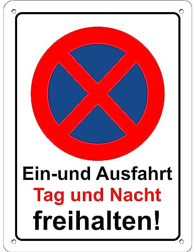 Pubblimania Ein und Ausfahrt Tag und Nacht freihalten! Aluminium, Metall, 3 mm dick, für den Außenbereich (Ein-und Ausfahrt Tag und Nacht 30x40)