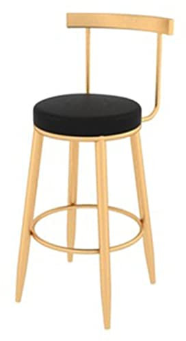 FanXus High Chair Home Living Room Company Beauty Nail bar chair Ergonomic Backrest and Golden Chair Legs, Sitting Height 75 cm(Color:Black) (Black) Made in China