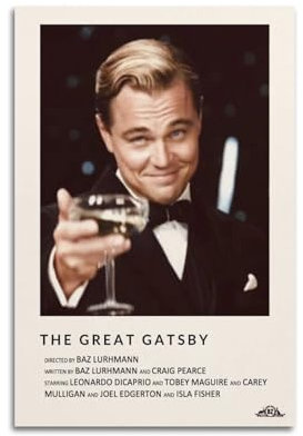 The Great Gatsby Movie Canvas Poster Room Decor Aesthetic Poster Artistic Poster for Bedroom Living Room Walls 12x18inch(30x45cm) Unframe-style
