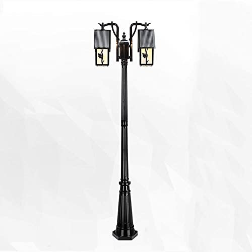 MODEBHD 2 m / 2,9 m en aluminium 2 têtes E27 lampe de colonne extérieure moderne Tradition classique lanterne en verre Victoria étanche antirouille borne lumineuse lampadaire de rue villa jardin patio