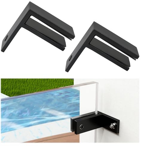 Muzata 2Pack Black Glass Railing Clamp 90 Degrees Wall-to-Glass GA09 BB4