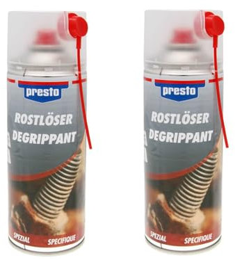 Presto Rostlöser Spray, 2x 400ml, Schraubenlöser, Rostentferner, Anti-Rost, Kriechöl, Rostumwandler - für Scharnier, Beschlag, Schraubverbindung, Schloss, Kette